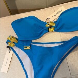 Commense Blue Bikini with Gold Accents